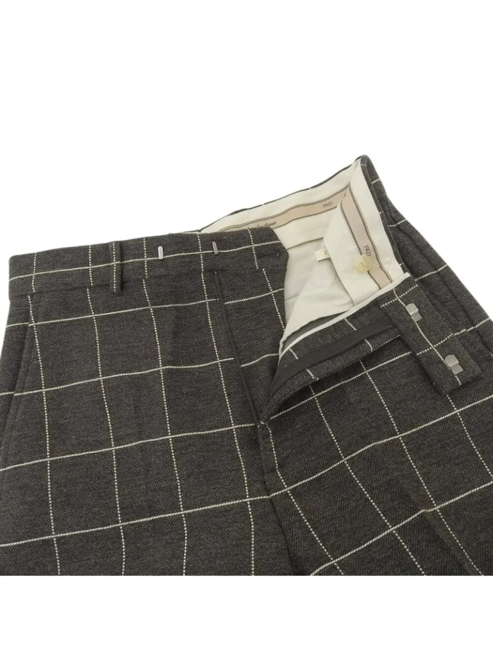 Gucci Wool Plaid Cropped Pants Wide Brown Ivory 44